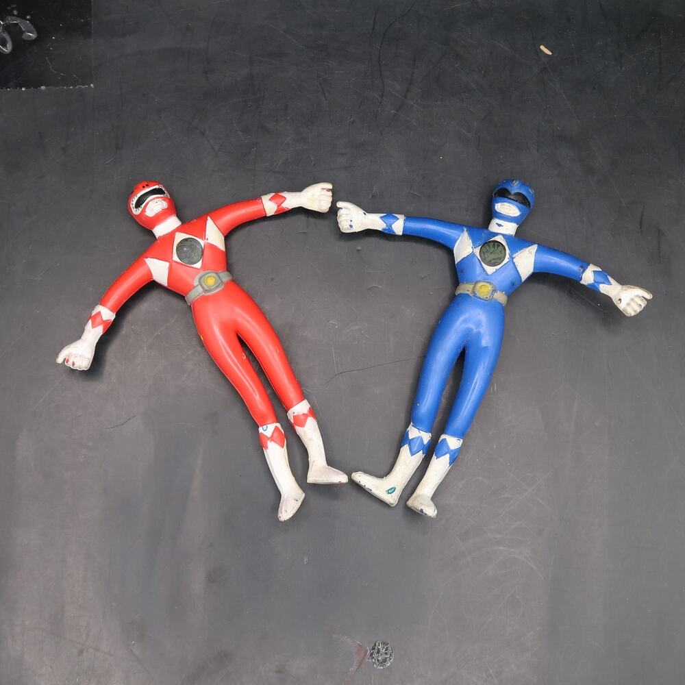 Saban Power Rangers Red Ranger & Blue Ranger Rubber Bendy Figure MMPR 1994